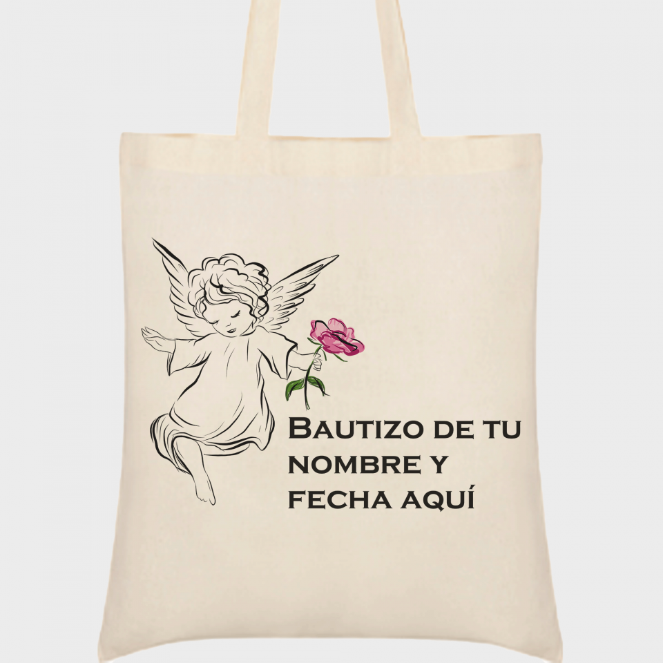 Bolsa de tela bautizo ángel