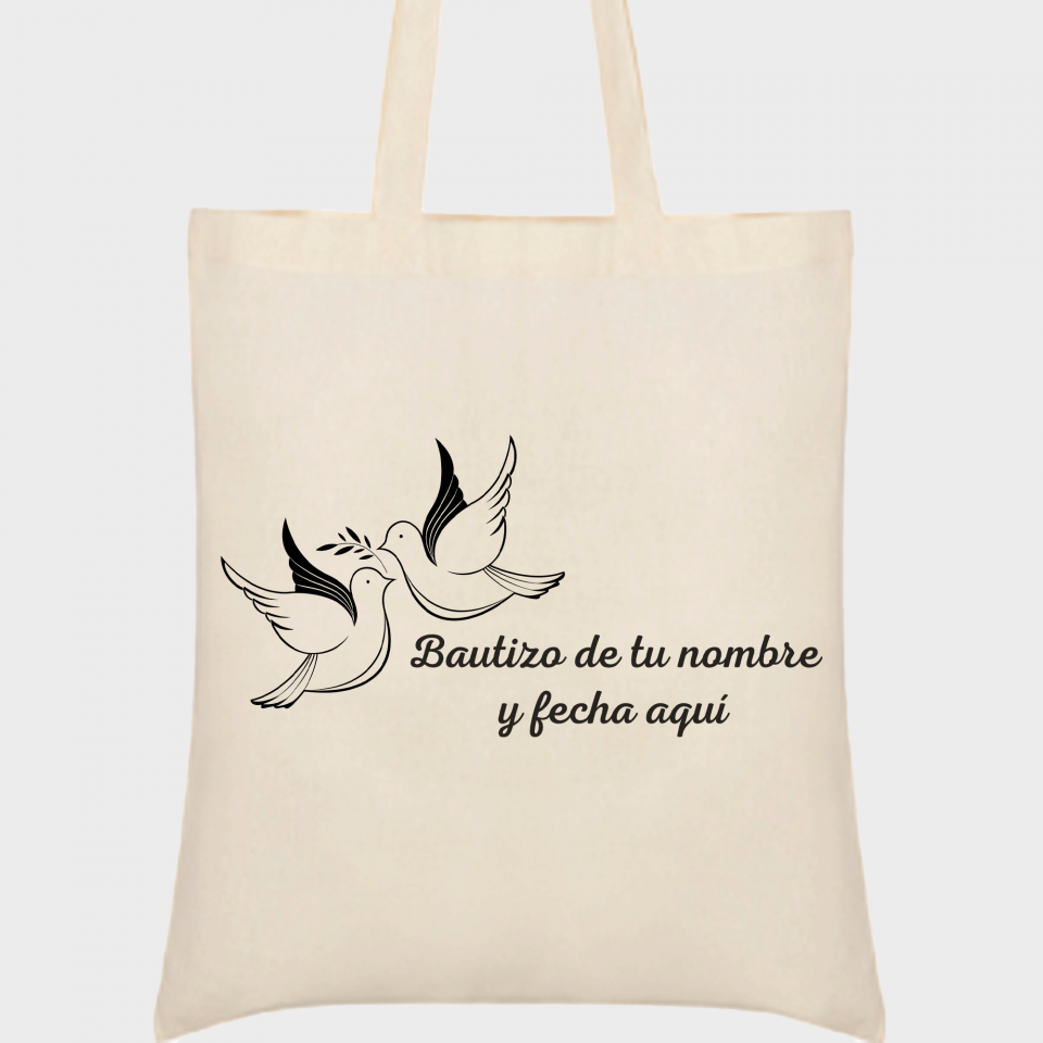 Bolsa de tela bautizo palomas