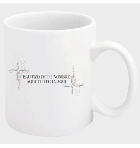 Taza bautizo flores