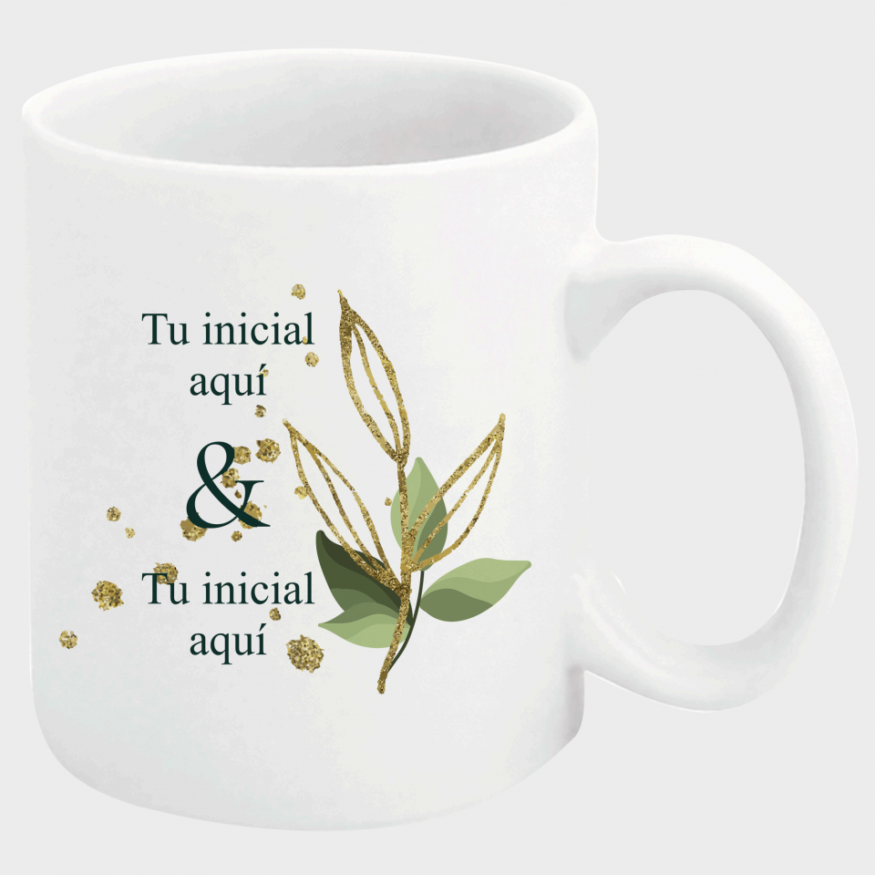 Taza boda hojas
