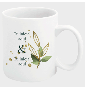 Taza boda hojas