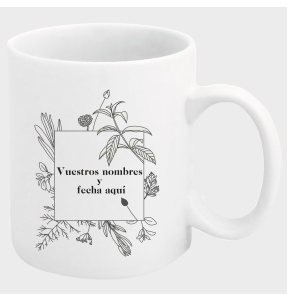 Taza boda flores