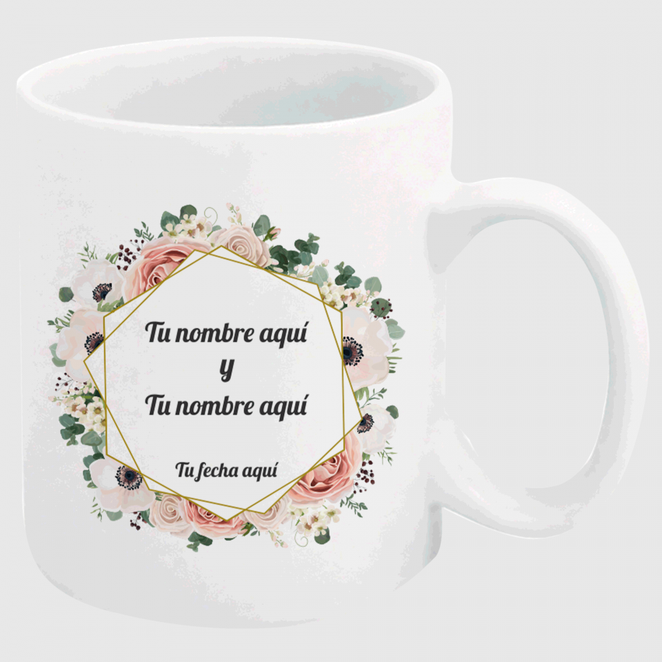 Taza boda flores 2