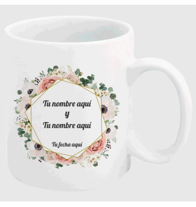 Taza boda flores 2