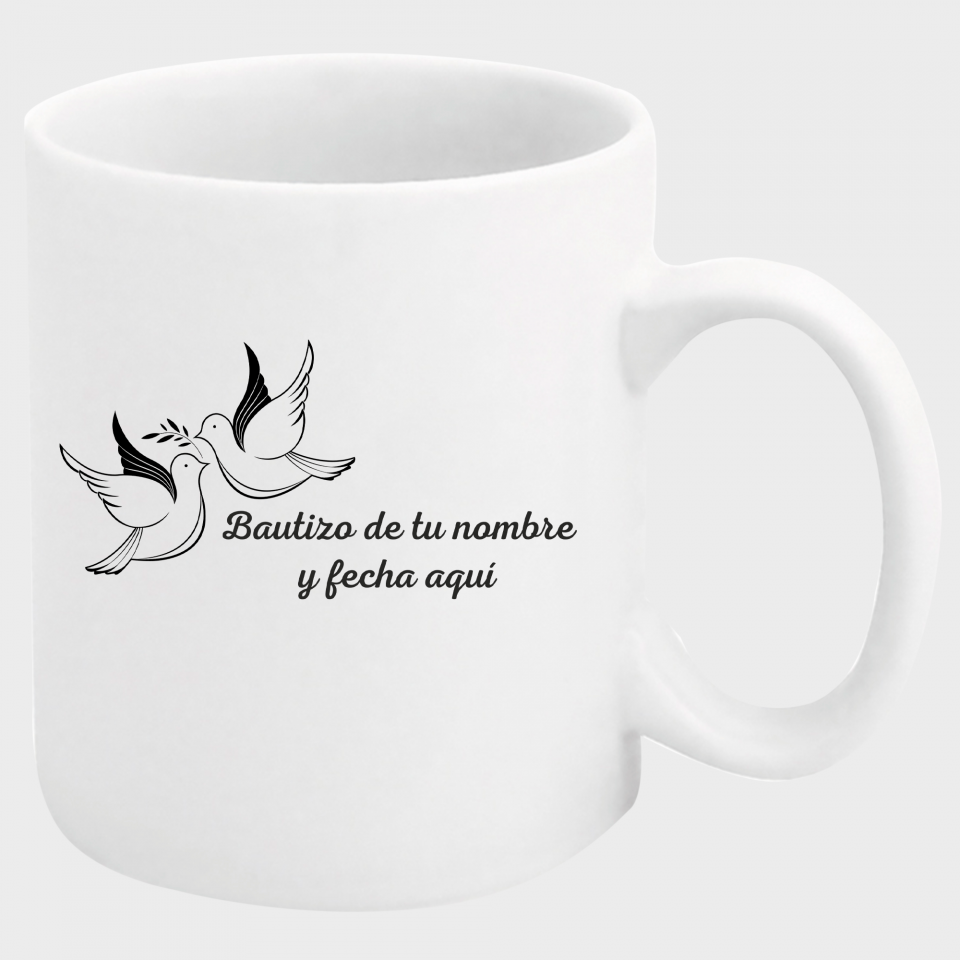 Taza bautizo palomas