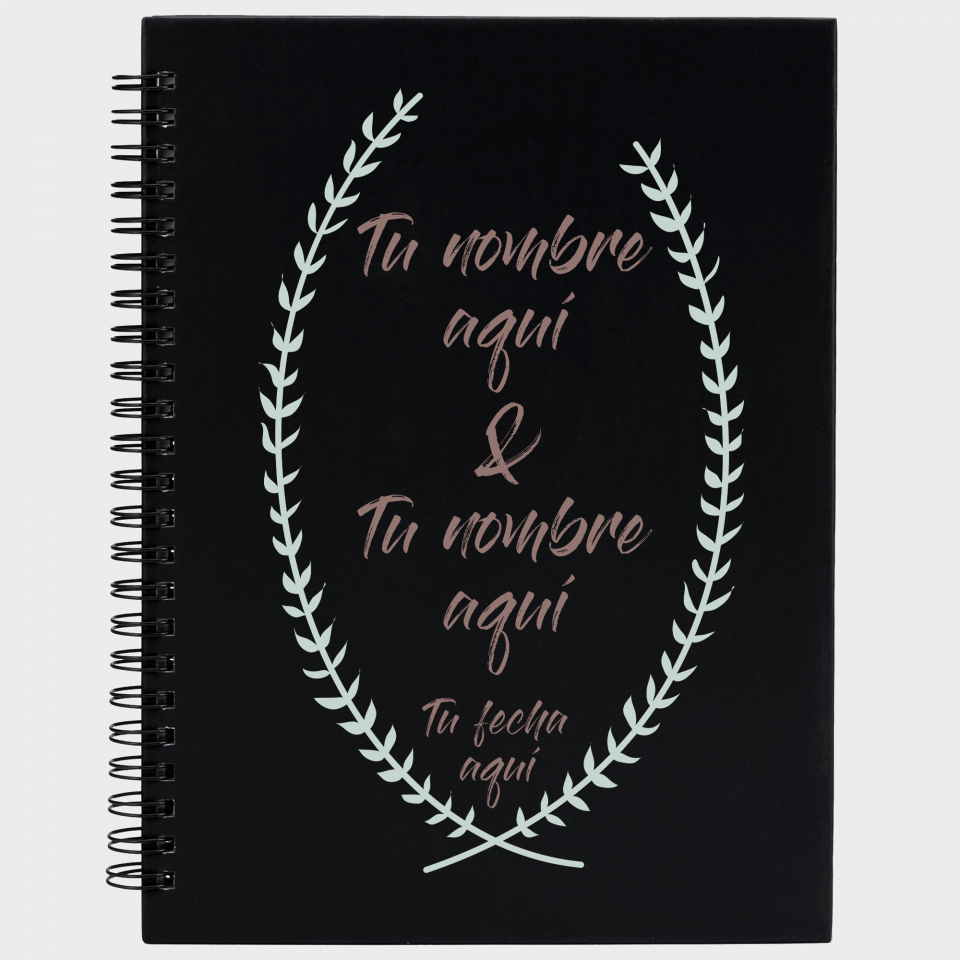 Libreta boda corona hojas