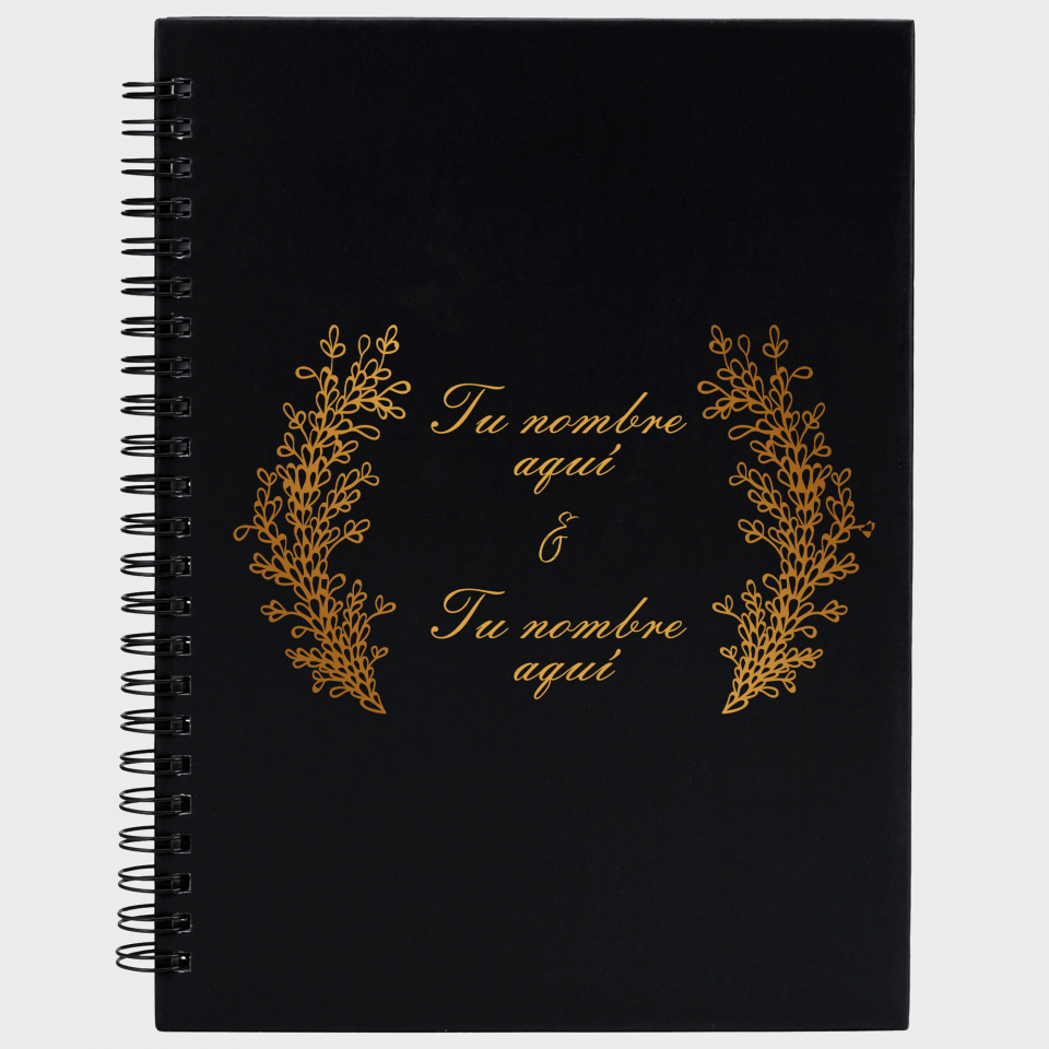 Libreta boda hojas doradas