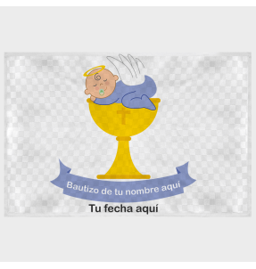 Mantel individual tela grabada acabado brillante bautizo bebé copa