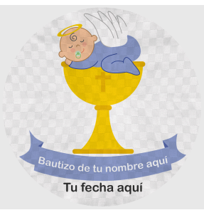 Mantel redondo individual tela grabada acabado brillante bautizo bebé copa