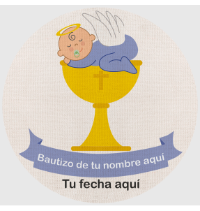 Mantel redondo individual de tela bautizo bebé copa