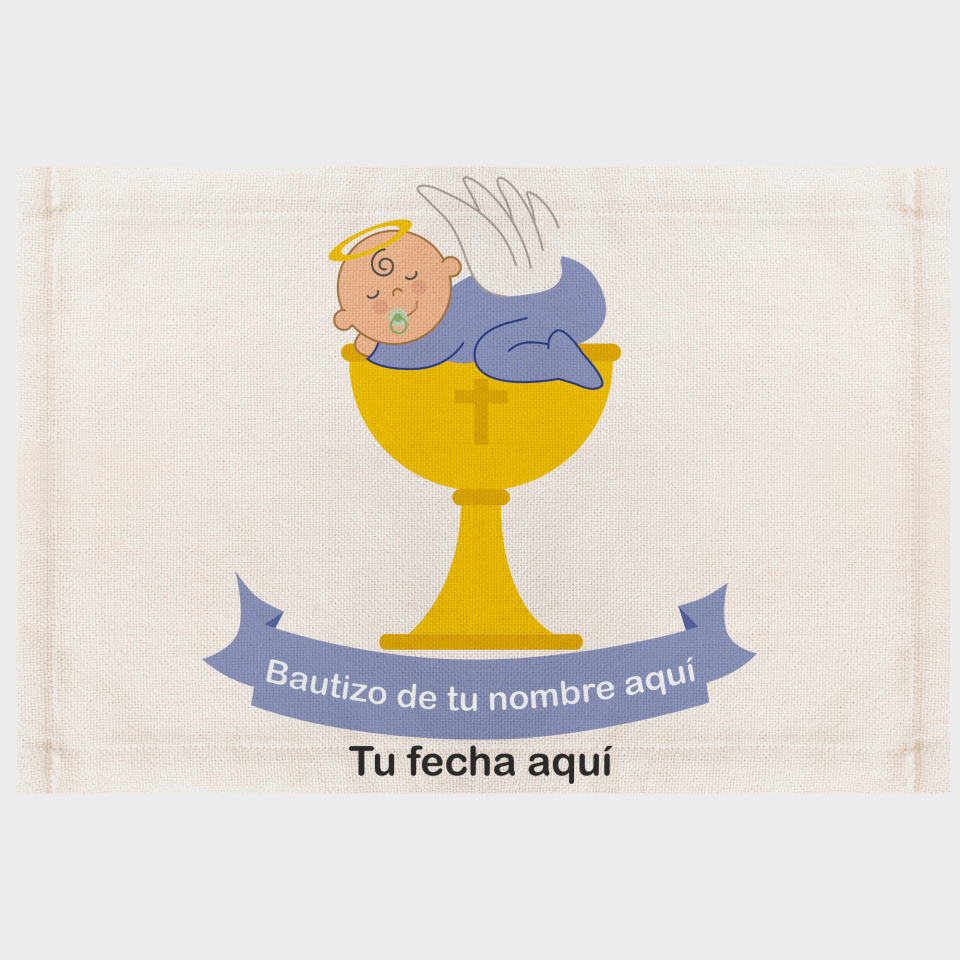 Mantel individual de tela bautizo bebé copa