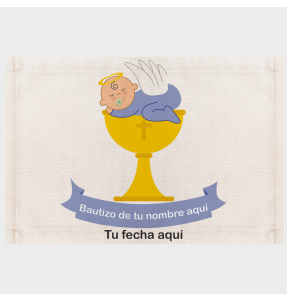 Mantel individual de tela bautizo bebé copa