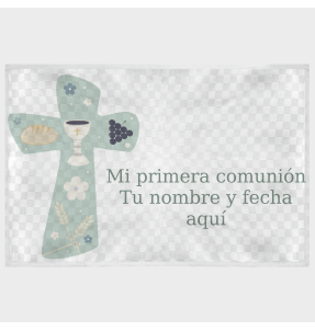 Mantel individual tela grabada acabado brillante comunión cruz