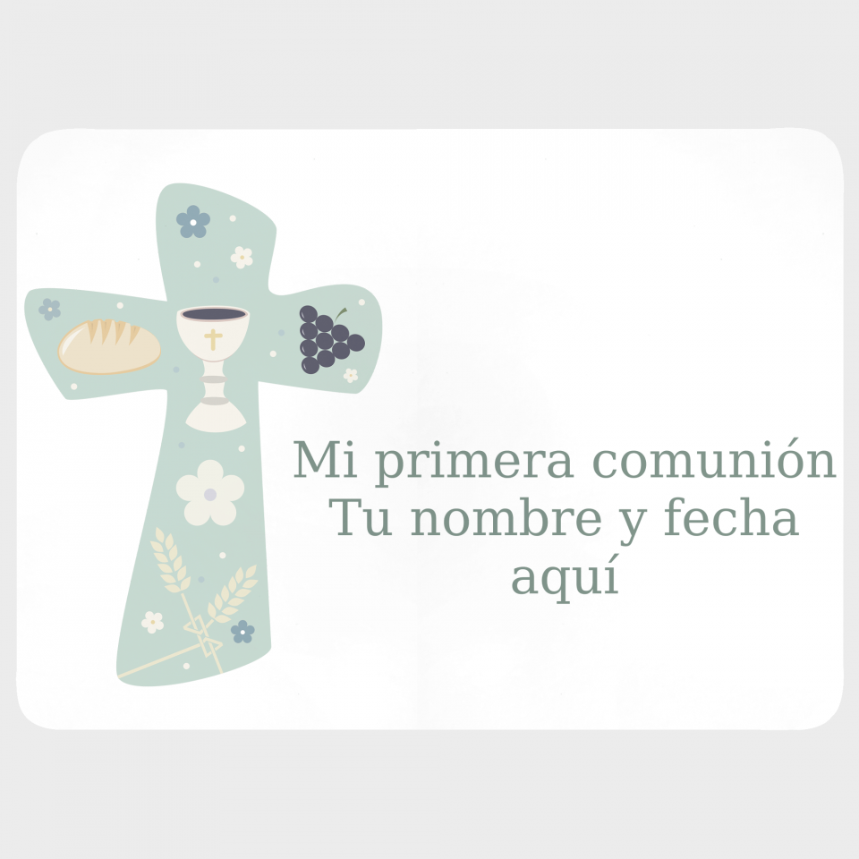 Mantel individual con base de corcho comunión cruz