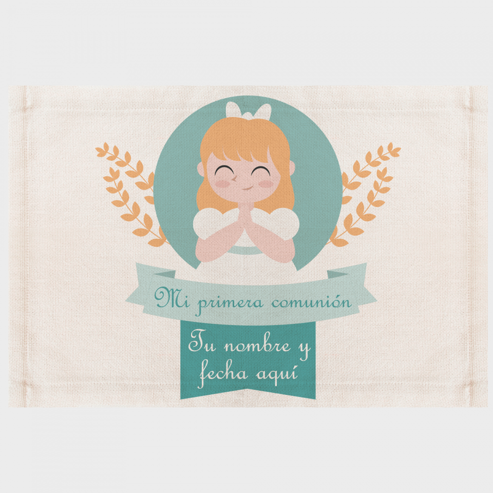 Mantel individual de tela comunión chica 2