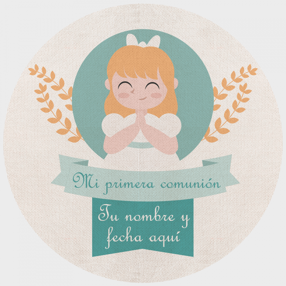 Mantel redondo individual de tela comunión chica 2
