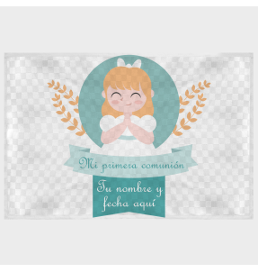 Mantel individual tela grabada acabado brillante comunión chica 2