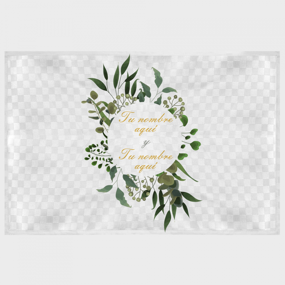 Mantel individual tela grabada acabado brillante boda hojas 2