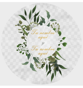 Mantel redondo individual tela grabada acabado brillante boda hojas 2