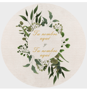 Mantel redondo individual de tela boda hojas 2