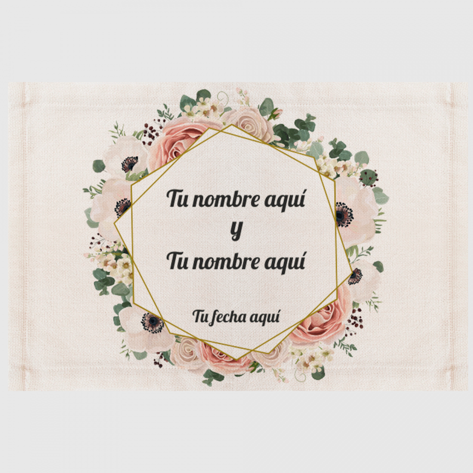 Mantel individual de tela boda flores 2