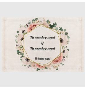 Mantel individual de tela boda flores 2