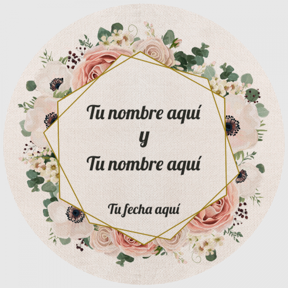 Mantel redondo individual de tela boda flores 2