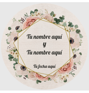 Mantel redondo individual de tela boda flores 2