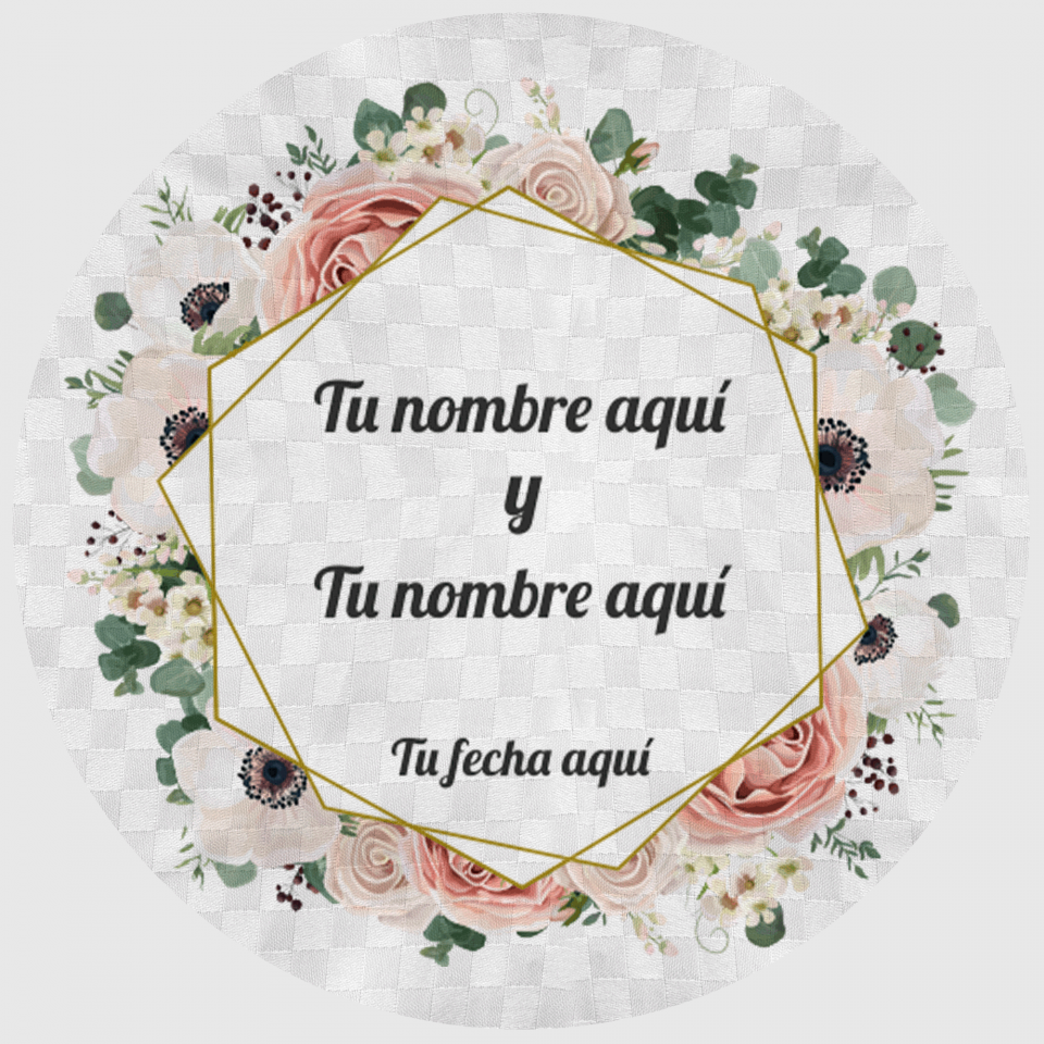 Mantel redondo individual tela grabada acabado brillante boda flores 2