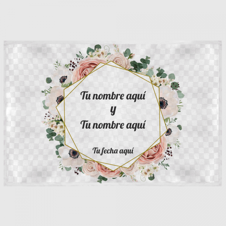 Mantel individual tela grabada acabado brillante boda flores 2