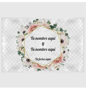 Mantel individual tela grabada acabado brillante boda flores 2