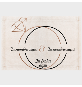 Mantel individual de tela boda anillos