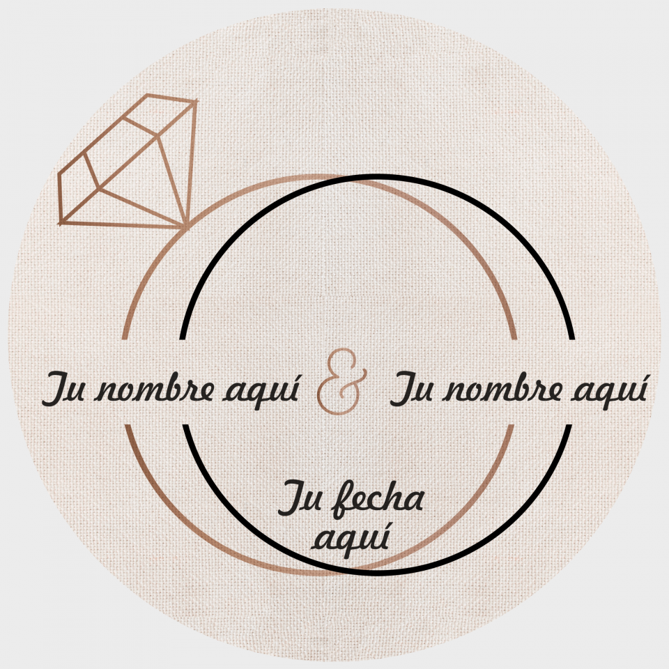 Mantel redondo individual de tela boda anillos