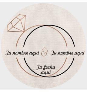 Mantel redondo individual de tela boda anillos