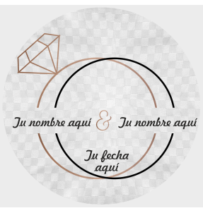 Mantel redondo individual tela grabada acabado brillante boda anillos