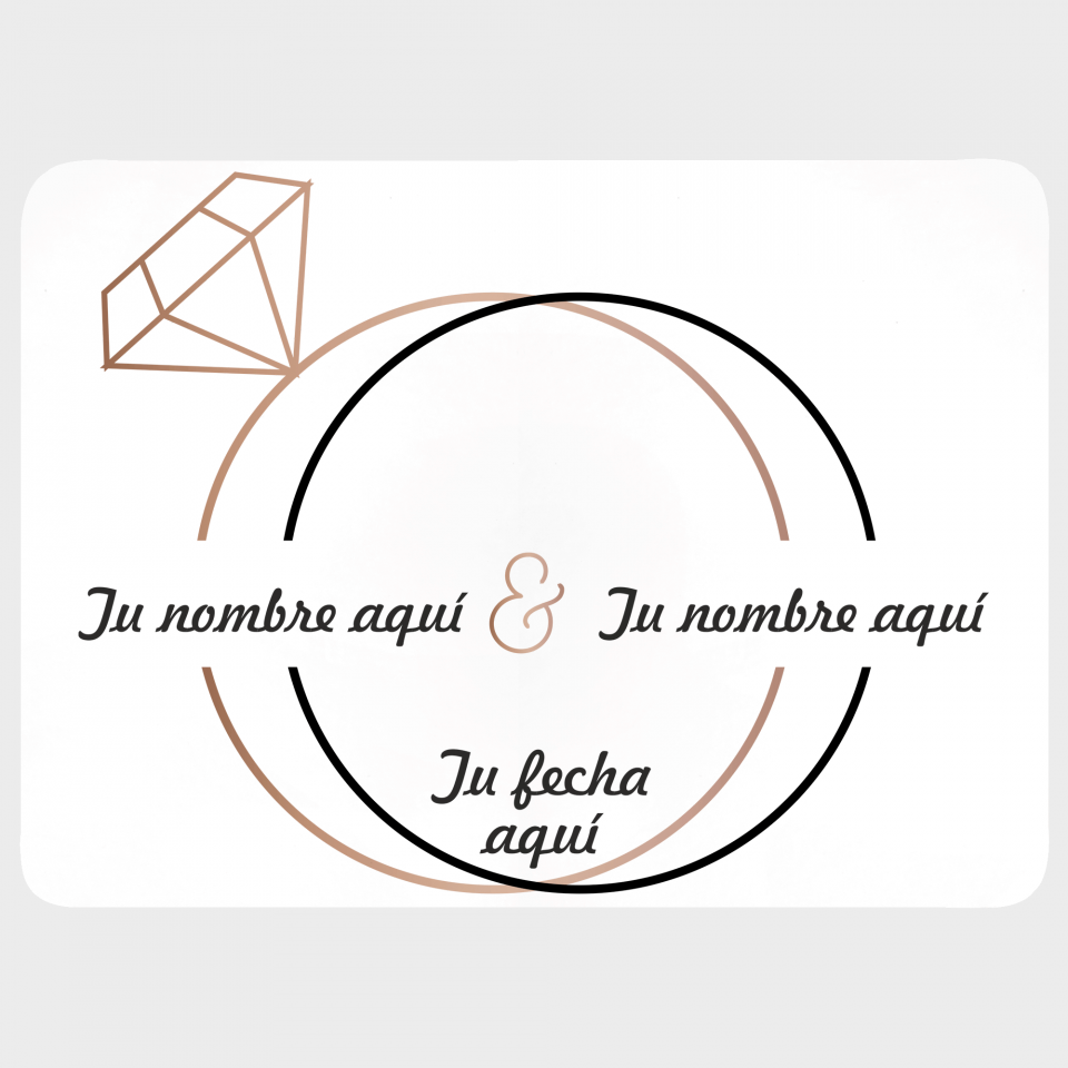 Mantel individual con base de corcho boda anillos