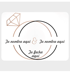 Mantel individual con base de corcho boda anillos