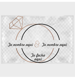 Mantel individual tela grabada acabado brillante boda anillos