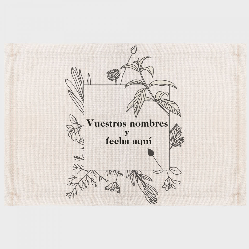 Mantel individual de tela boda flores