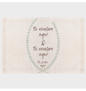 Mantel individual de tela boda corona hojas