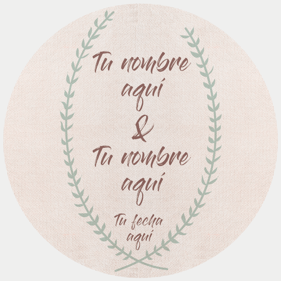 Mantel redondo individual de tela boda corona hojas