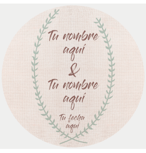 Mantel redondo individual de tela boda corona hojas