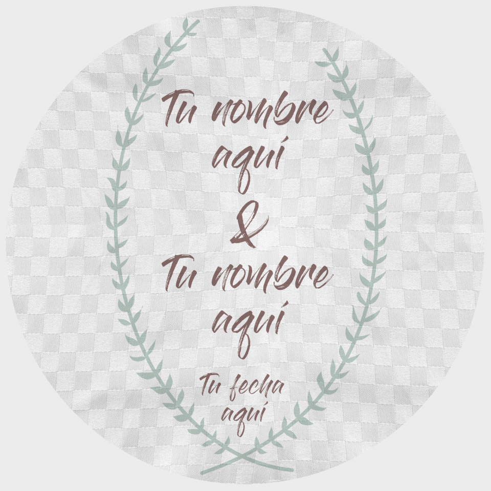 Mantel redondo individual tela grabada acabado brillante boda corona hojas