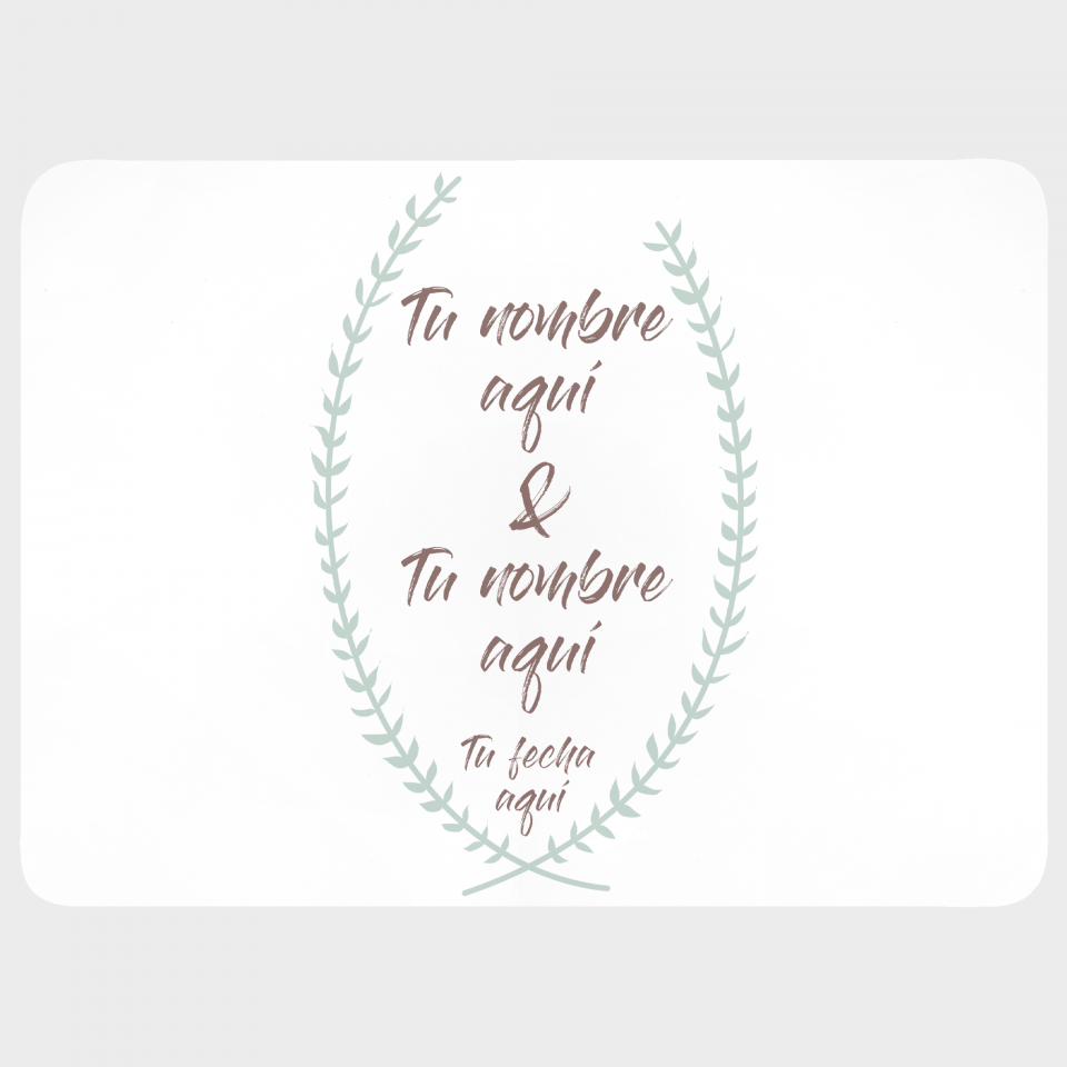 Mantel individual con base de corcho boda corona hojas