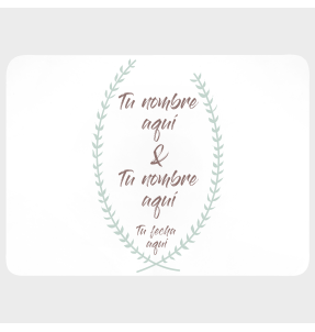 Mantel individual con base de corcho boda corona hojas