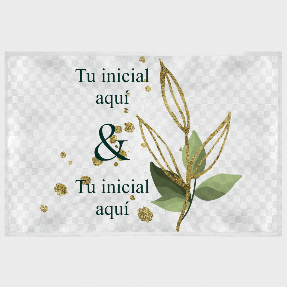 Mantel individual tela grabada acabado brillante boda hojas