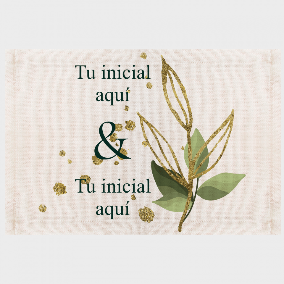 Mantel individual de tela boda hojas