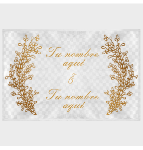 Mantel individual tela grabada acabado brillante boda hojas doradas