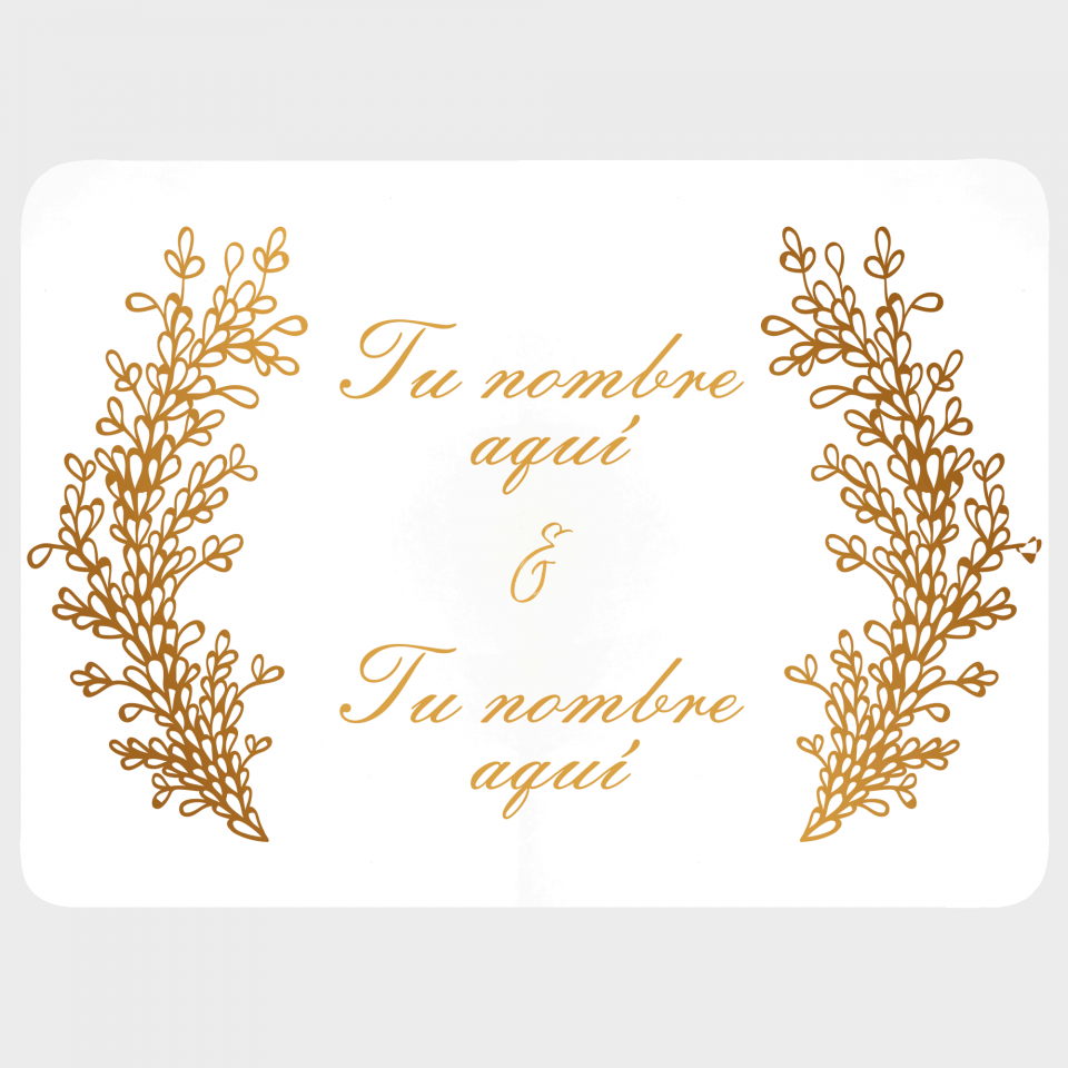 Mantel individual con base de corcho boda hojas doradas