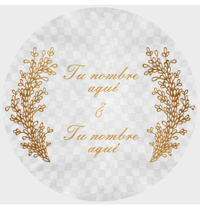 Mantel redondo individual tela grabada acabado brillante boda hojas doradas